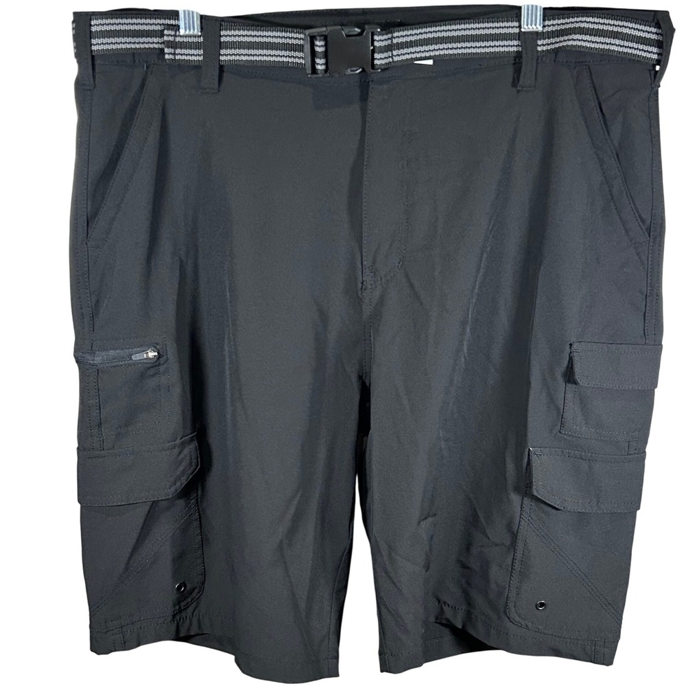 Iron Co Mens Black Cargo Shorts‎ Size 38 Stretch Performance Hike Utility Belted